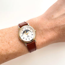 Load image into Gallery viewer, Ladies' Vintage Gold-Plated Lorus Sun & Moon Phase Quartz Watch