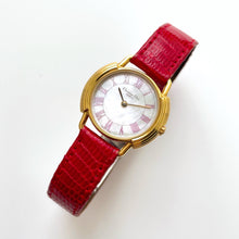 Load image into Gallery viewer, Vintage Christian Dior Gold-Plated Ladies' Quartz Watch with Red Leather Strap and Mother of Pearl Dial - Boxed