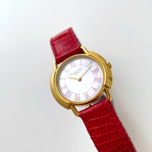 Load image into Gallery viewer, Vintage Christian Dior Gold-Plated Ladies' Quartz Watch with Red Leather Strap and Mother of Pearl Dial - Boxed
