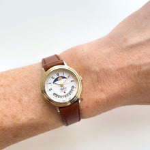 Load image into Gallery viewer, Vintage Ladies' Reflex Moon Phase Quartz Watch with Brown Leather Strap
