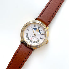 Load image into Gallery viewer, Vintage Ladies' Reflex Moon Phase Quartz Watch with Brown Leather Strap