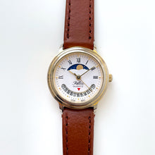 Load image into Gallery viewer, Vintage Ladies' Reflex Moon Phase Quartz Watch with Brown Leather Strap