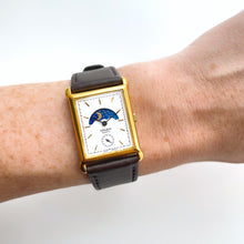 Load image into Gallery viewer, Vintage Unisex Gruen Sun & Moon Quartz Watch with Rectangular Dial