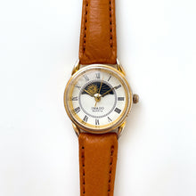 Load image into Gallery viewer, Vintage 90s Ladies' Imado Sun & Moon Phase Quartz Watch with Brown Leather Strap