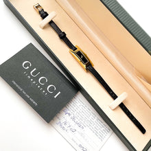 Load image into Gallery viewer, Gucci 3900L Quartz Watch with Rectangular Black Dial and Leather Strap - Boxed