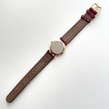 Load image into Gallery viewer, Vintage 1990s Gold-Plated Ladies' Givenchy 'Griffe' Quartz Watch with Burgundy Dial and Leather Strap