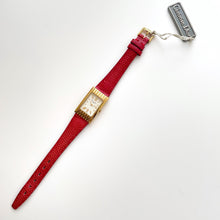 Load image into Gallery viewer, Vintage Christian Dior Gold-Plated Ladies' Quartz Watch with Red Leather Strap and Rectangular Tank Dial - Boxed