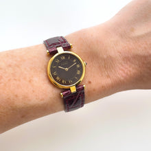 Load image into Gallery viewer, Cartier Must Vendome Vermeil - Gold-Plated Silver 925 with Brown/Burgundy Dial - With box and Papers