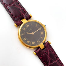 Load image into Gallery viewer, Cartier Must Vendome Vermeil - Gold-Plated Silver 925 with Brown/Burgundy Dial - With box and Papers