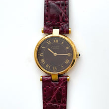 Load image into Gallery viewer, Cartier Must Vendome Vermeil - Gold-Plated Silver 925 with Brown/Burgundy Dial - With box and Papers