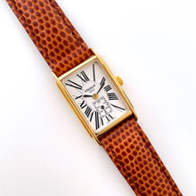 Load image into Gallery viewer, Ladies' Vintage Gold-Plated Tissot Quartz Watch with Rectangular Tank Dial and Brown Leather Strap