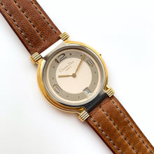 Load image into Gallery viewer, Vintage Christian Dior Gold-Plated Unisex Quartz Watch with Brown Leather Strap