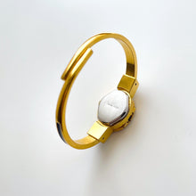 Load image into Gallery viewer, Vintage André Mouche Quartz Watch with Navy Enamel Floral Design, Concealead Dial and Gold-Plated Bangle Bracelet