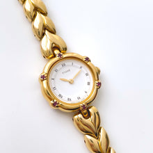 Load image into Gallery viewer, Very Rare 90s Gold-Plated Seiko Tissé Jewellery Quartz Watch with Tiny Dial, Thin Bracelet and 6 Rubies