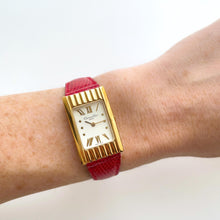 Load image into Gallery viewer, Vintage Christian Dior Gold-Plated Ladies' Quartz Watch with Red Leather Strap and Rectangular Tank Dial - Boxed