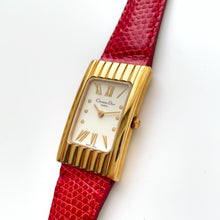 Load image into Gallery viewer, Vintage Christian Dior Gold-Plated Ladies' Quartz Watch with Red Leather Strap and Rectangular Tank Dial - Boxed