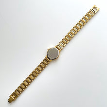 Load image into Gallery viewer, Vintage 00s Gold-Plated Ladies' Seiko Quartz Watch with Black Dial and Thin Bracelet