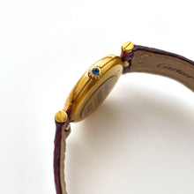 Load image into Gallery viewer, Cartier Must Vendome Vermeil - Gold-Plated Silver 925 with Brown/Burgundy Dial - With box and Papers