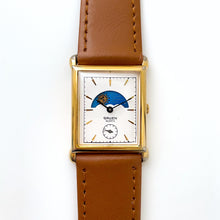 Load image into Gallery viewer, Vintage Unisex Gruen Sun & Moon Quartz Watch with Rectangular Dial