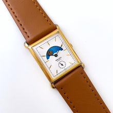Load image into Gallery viewer, Vintage Unisex Gruen Sun & Moon Quartz Watch with Rectangular Dial
