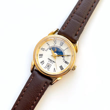 Load image into Gallery viewer, Vintage Constant Sun & Moon Phase Quartz Watch with Brown Leather Strap