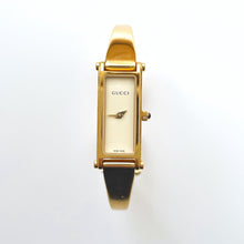Load image into Gallery viewer, Vintage Ladies' Gold-Plated Gucci 1500L Bangle Quartz Watch with Beige Rectangular Dial