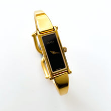 Load image into Gallery viewer, Vintage Ladies' Gold-Plated Gucci 1500 Bangle Quartz Watch - Black Dial