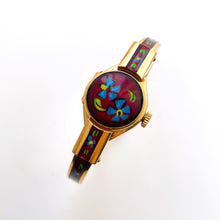 Load image into Gallery viewer, Chandler Peek-a-Boo Quartz Watch with Red Floral Enamel & Concealed Dial