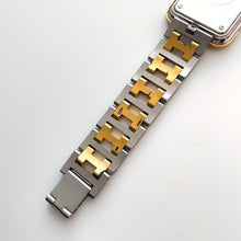 Load image into Gallery viewer, Vintage Two-Tone Hermès Rectangle Croisiere Unisex Quartz Watch with White Dial