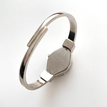 Load image into Gallery viewer, Vintage André Mouche Quartz Watch with Blue Enamel Floral Design, Concealed Dial and Silver-Tone Bangle Bracelet