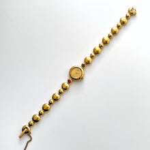 Load image into Gallery viewer, Rare 90s Gold-Plated Seiko Jewellery Quartz Watch with Tiny Dial, Thin Beaded Bracelet and 2 Rubies