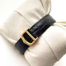 Load image into Gallery viewer, Cartier Must Vendome Vermeil - Gold-Plated Silver 925 with Black Dial and Leather Strap