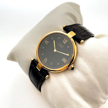 Load image into Gallery viewer, Cartier Must Vendome Vermeil - Gold-Plated Silver 925 with Black Dial and Leather Strap