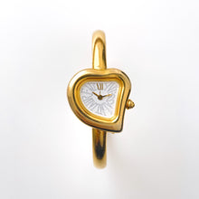 Load image into Gallery viewer, Vintage Yves Saint Laurent Gold-Plated Ladies' Bangle Quartz Watch with Heart Shaped Dial - Boxed