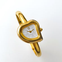 Load image into Gallery viewer, Vintage Yves Saint Laurent Gold-Plated Ladies' Bangle Quartz Watch with Heart Shaped Dial - Boxed