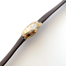 Load image into Gallery viewer, Vintage Unisex Gold-Tone Moon Phase Quartz Watch With Dark Brown Leather Strap