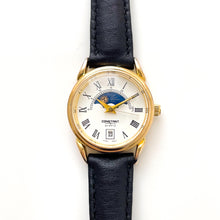 Load image into Gallery viewer, Vintage Constant Sun & Moon Phase Quartz Watch with Black Leather Strap