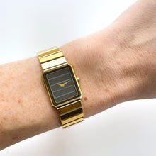 Load image into Gallery viewer, Vintage Gold-Plated Ladies' Seiko Lassale Quartz Watch with Striped Black Dial