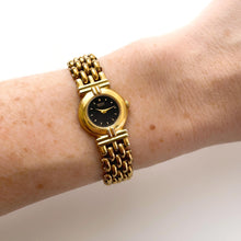 Load image into Gallery viewer, Vintage 1990s Gold-Plated Ladies' Seiko Quartz Watch with Tiny Black Dial - Boxed