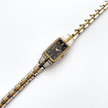Load image into Gallery viewer, Vintage 1990s Two-Tone Ladies' Seiko Solar Watch with Black Rectangular Dial