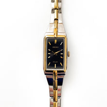 Load image into Gallery viewer, Vintage 1990s Two-Tone Ladies' Seiko Solar Watch with Black Rectangular Dial