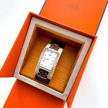Load image into Gallery viewer, Vintage Two-Tone Hermès Rectangle Croisiere Unisex Quartz Watch with White Dial