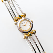 Load image into Gallery viewer, Seiko Quartz Watch – Two-Tone Articulated Bangle with Coloured Gems, 1990s