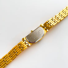 Load image into Gallery viewer, Extremely Rare Vintage 1990s 18ct Gold-Plated Ladies' Seiko Half Moon Quartz Watch With Black Asymmetrical Dial and Genuine Diamonds