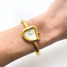 Load image into Gallery viewer, Vintage Yves Saint Laurent Gold-Plated Ladies' Bangle Quartz Watch with Heart Shaped Dial - Boxed