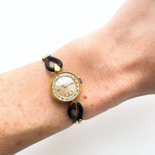 Load image into Gallery viewer, Tiny Vintage Gold-Plated Omega Ladies' Mechanical Watch with Faceted Glass and Cordette Strap - Boxed