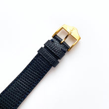 Load image into Gallery viewer, Vintage 90s Gold-Plated Yves Saint Laurent Unisex Quartz Watch with Navy Blue Dial and Leather Strap - Boxed