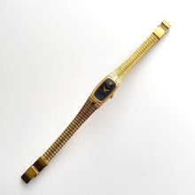 Load image into Gallery viewer, Tiny Vintage Gold-Plated Ladies' Seiko Quartz Watch with Black Rectangular Dial