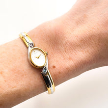 Load image into Gallery viewer, Seiko Quartz Watch – Two-Tone Articulated Bangle with Crystal Bezel, 1990s