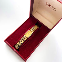 Load image into Gallery viewer, Vintage 1990s Gold-Plated Ladies' Seiko Quartz Watch With Rectangular Dial - Boxed